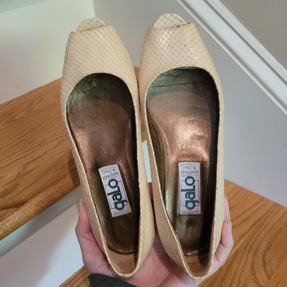 Galo Creme Snakeskin Heels Handmade in Italy - Picture 7 of 7